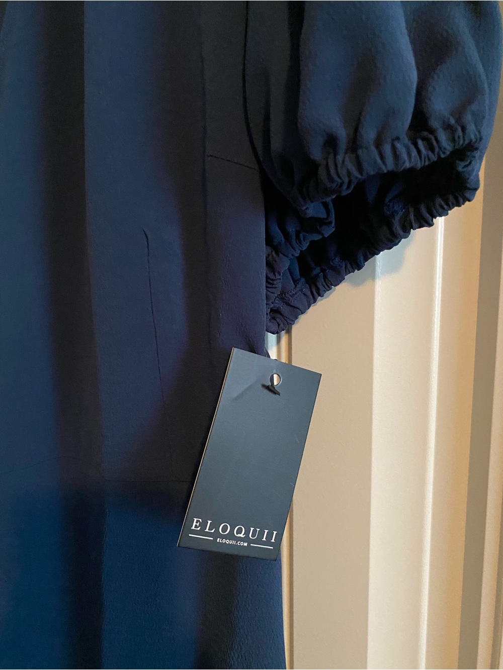Eloquii Navy Wrap Ruffle Midi Dress - Picture 2 of 5